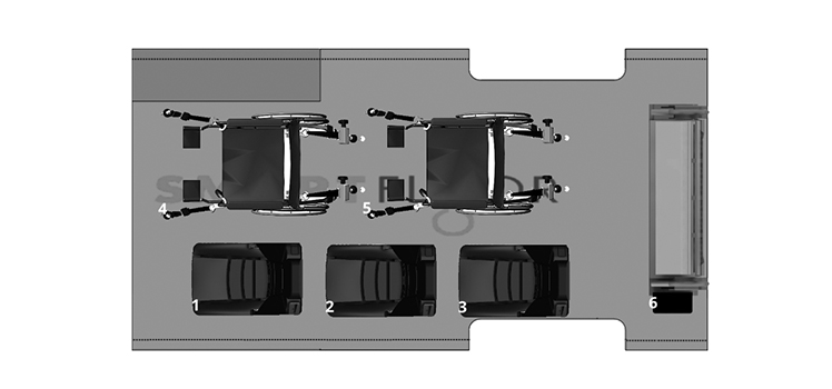 ADABoy Ford Transit: Rear Lift 3 + 2WS Floor Plan
