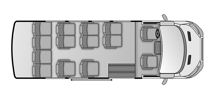 Ford Transit: Portal Door - 14 Pax Floor Plan