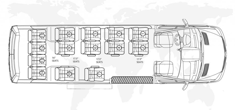Mercedes Sprinter: Sliding Door - 16 Pax Floor Plan