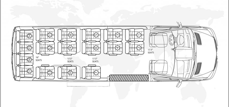 Mercedes Sprinter: Sliding Door - 19 Pax Floor Plan
